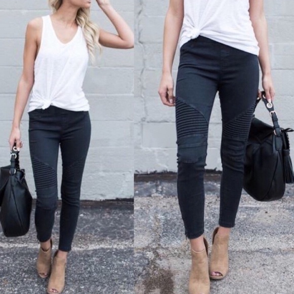 Black Moto Leggings with Ankle Zipper - Picture 7 of 8